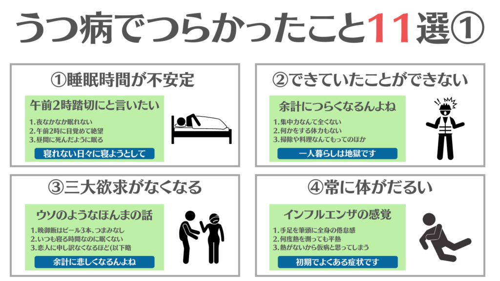 うつ病でつらかったこと11選①